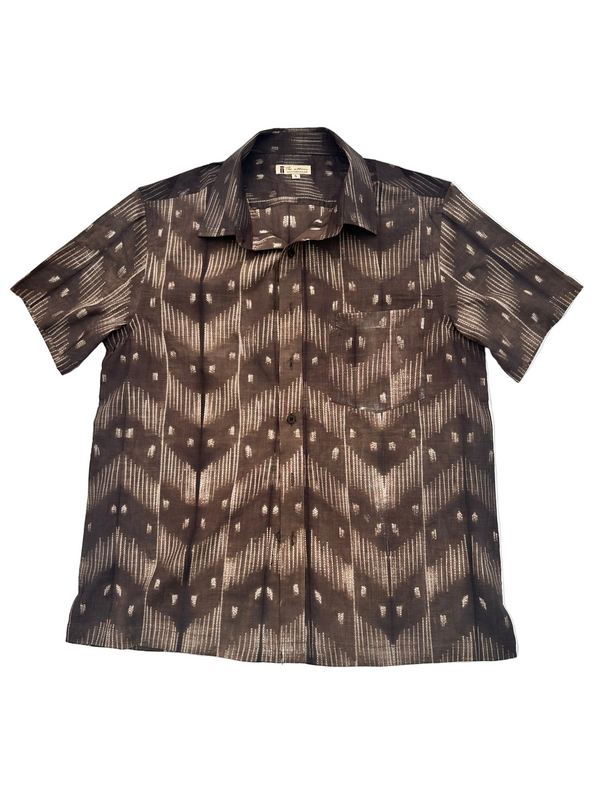 Cotton short sleeve Shibori Shirt (Brown)
