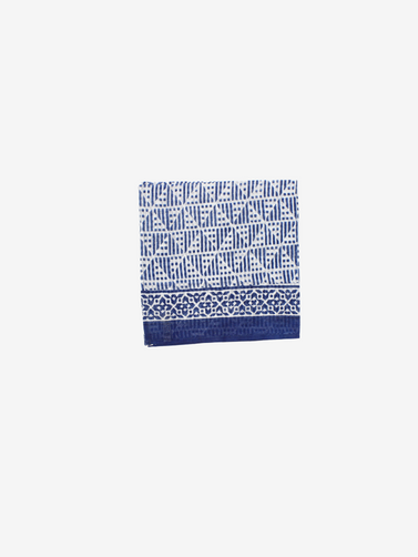 Handmade Block Print Cotton Bandana Blue and white