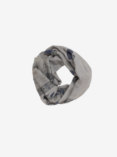 Cashmere Hand Block Blue Floral Motifs Scarf