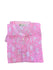Pink block print top with white floral print