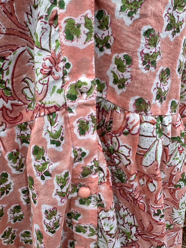 details of the duster style dress pattern -focus on hand made buttons
