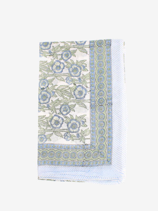 Handmade Block Print Sarong/Scarf Floral print on white
