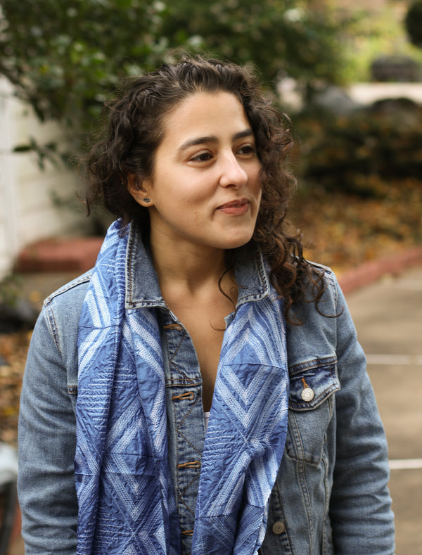 Shibori Silk handmade Blue scarf