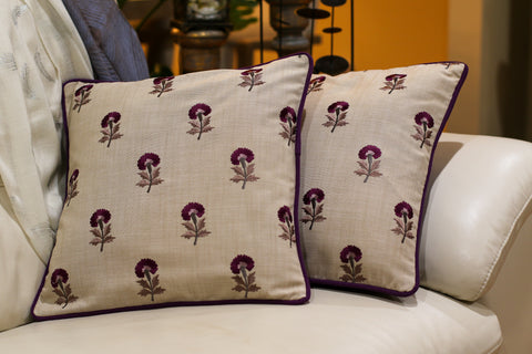 Pillow Cover - Set of two flower embroidery
