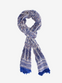 Chiffon Handmade Blue and White Floral Block Print Scarf