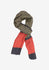 Unique hand block print silk scarf in black with red border made with natural dyes