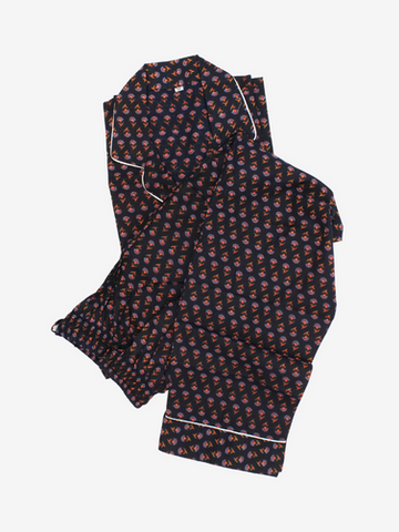 Cotton Pajamas-Black Floral Print