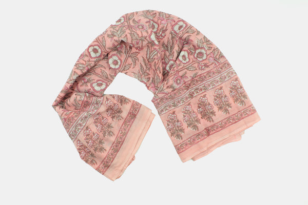 Pink Handmade Block Print Cotton Scarf/Sarong