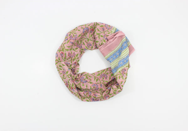 Pastel Pink Handmade Block Print Cotton-Scarf/Sarong