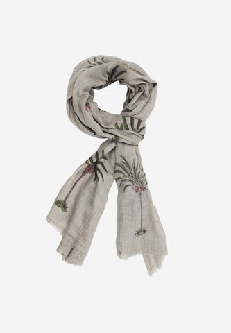 Cashmere Hand Block-Beautiful Palm Tree Motif Scarf