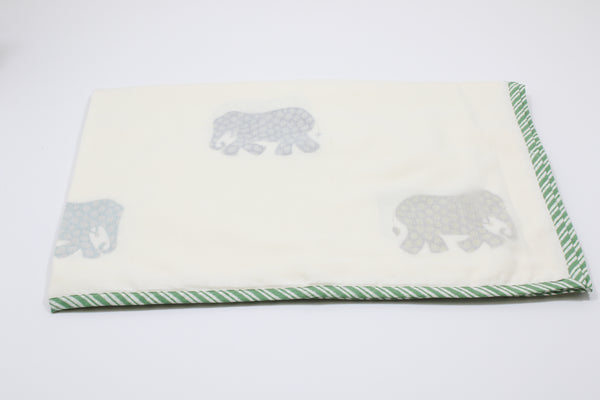 Hand block Elephant Print Baby Blanket in Cotton