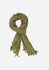Soft handspun large  cotton scarf in olive green with hand tied pompom tassels.