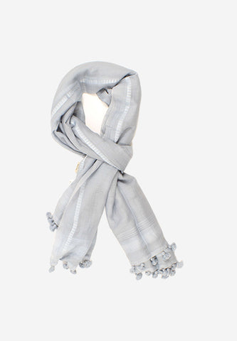 Hand loomed Cotton Grey Tassel Scarf