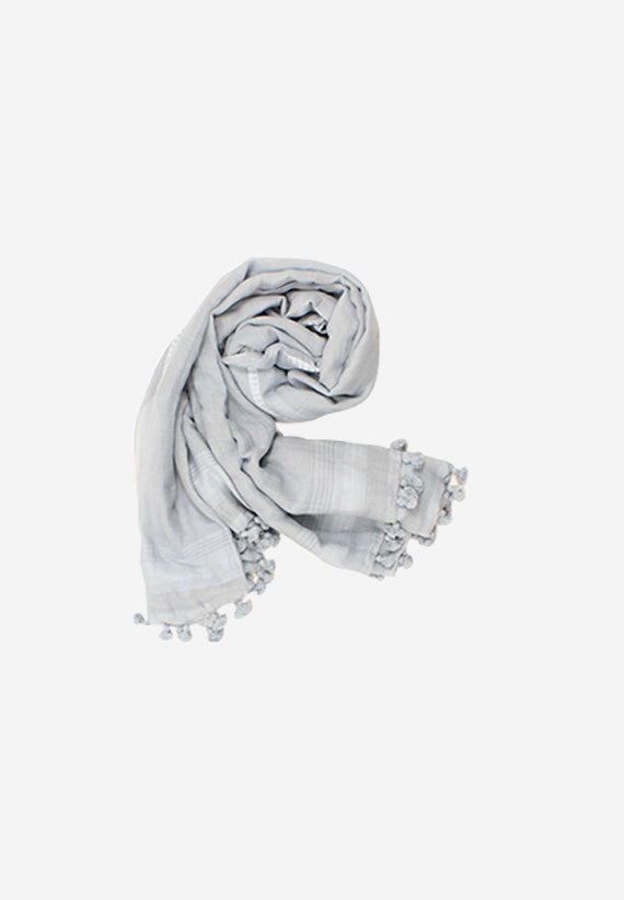 Hand loomed Cotton Grey Tassel Scarf
