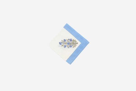Tea Towel blue border floral motif