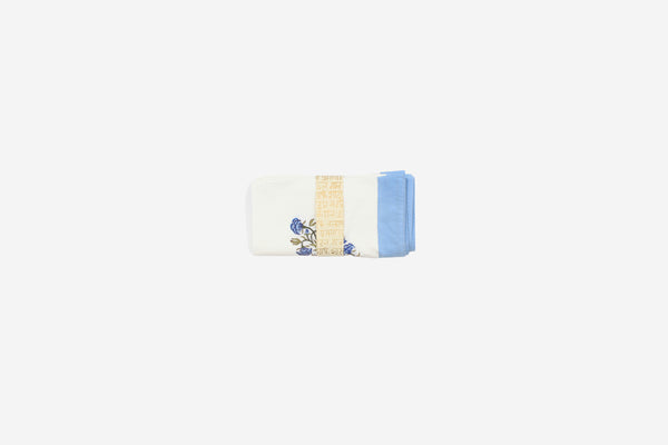 Tea Towel blue border floral motif