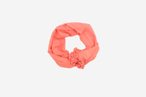 Handloomed Cotton Tassel Scarf  Peach