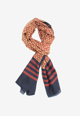 Handmade Silk Block Print Natural Dyes Red Scarf