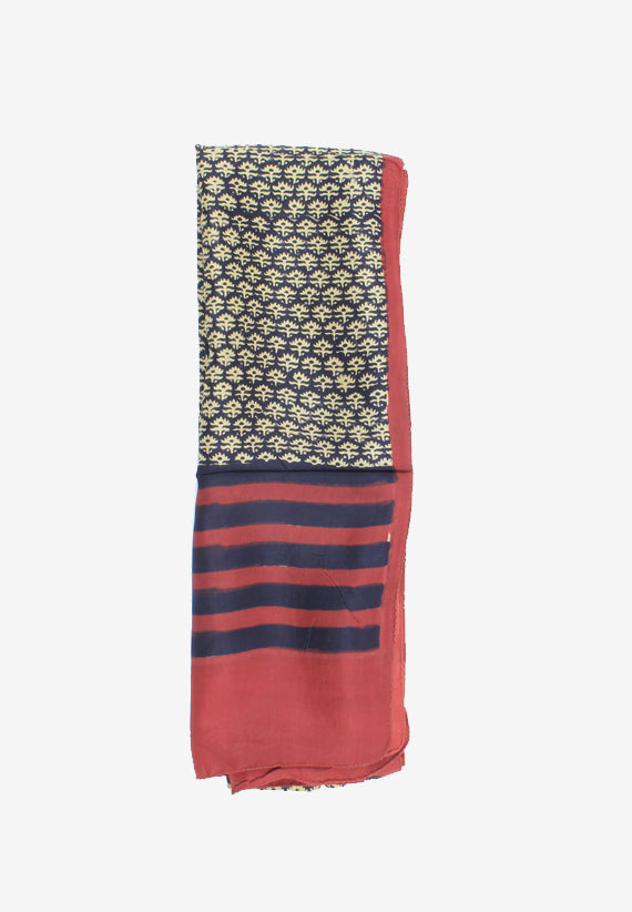 Handmade Silk Block Print Natural Dyes Red and Black