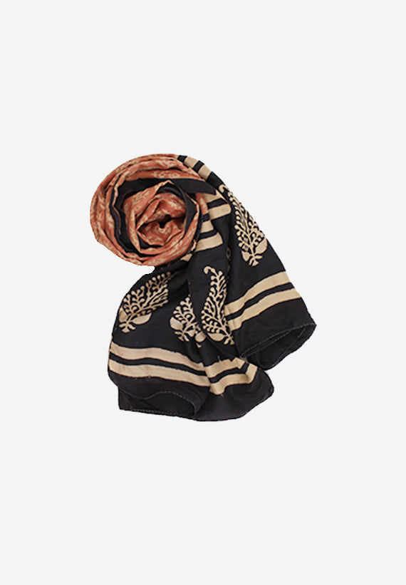 Handmade Silk Block Print Natural Dyes Rust