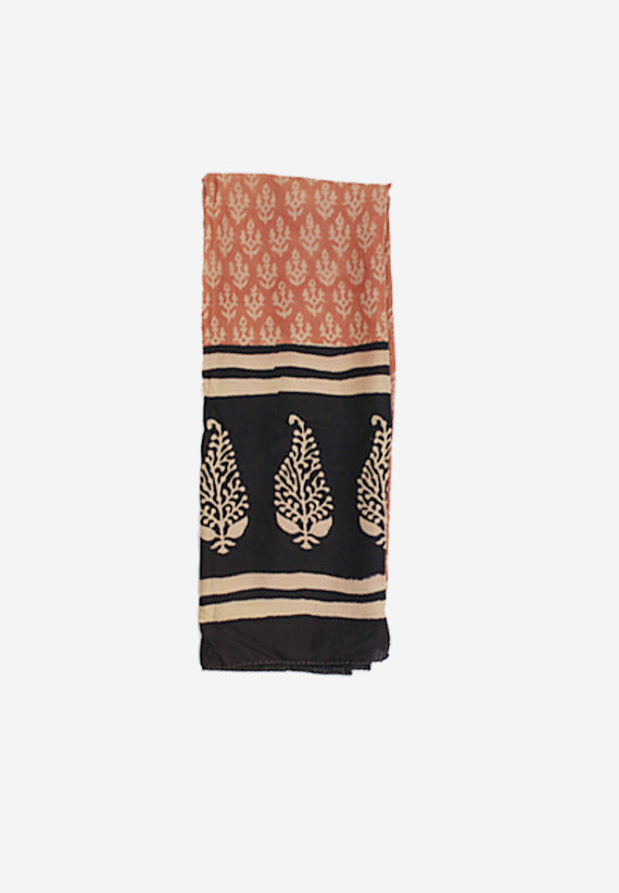 Handmade Silk Block Print Natural Dyes Rust