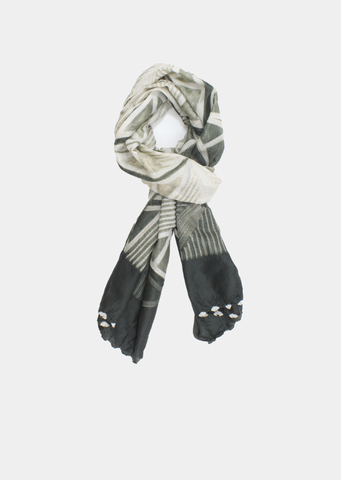 Shibori handmade Silk Grey Scarf