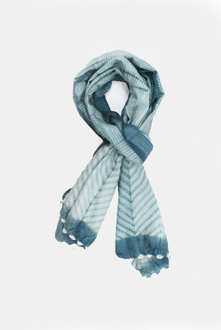 Sea blue Silk  Shibori handmade scarf