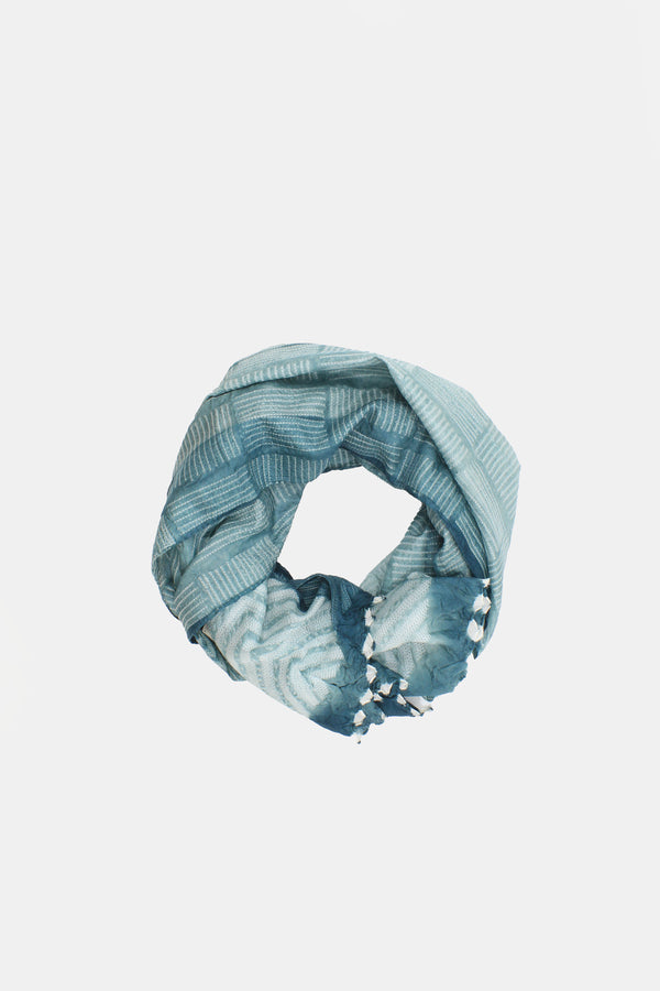Sea blue Silk  Shibori handmade scarf