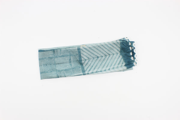 Sea blue Silk  Shibori handmade scarf