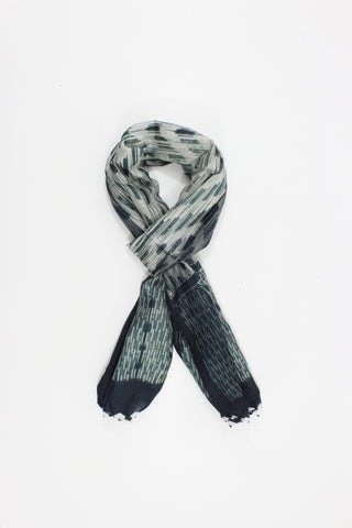 Shibori silk handmade gray and white Scarf
