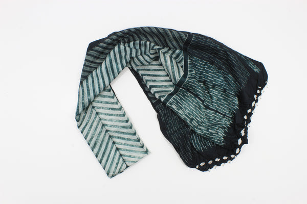 Silk Shibori Teal Handmade Scarf