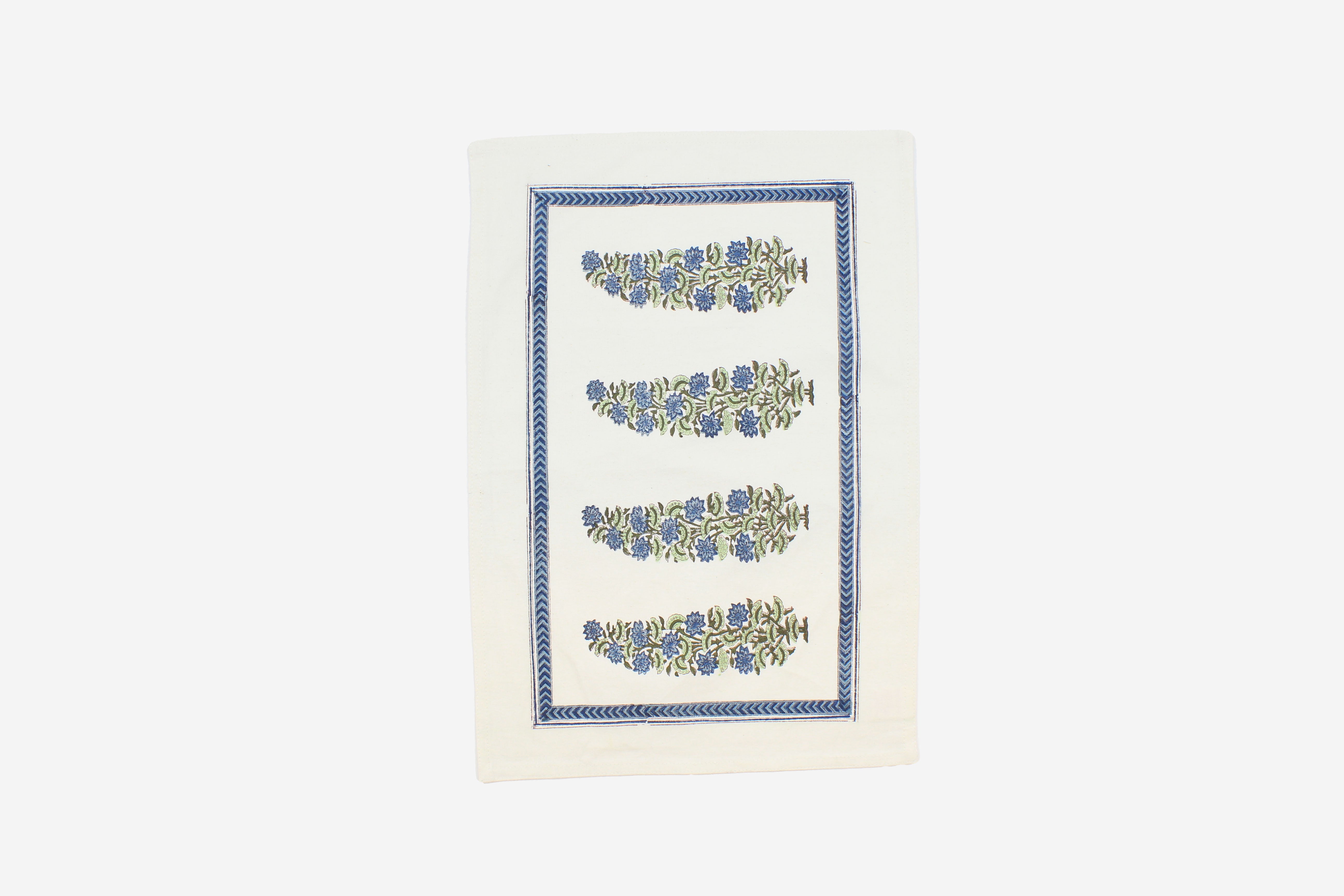 Set of Table mats and Napkins White with Blue Motif