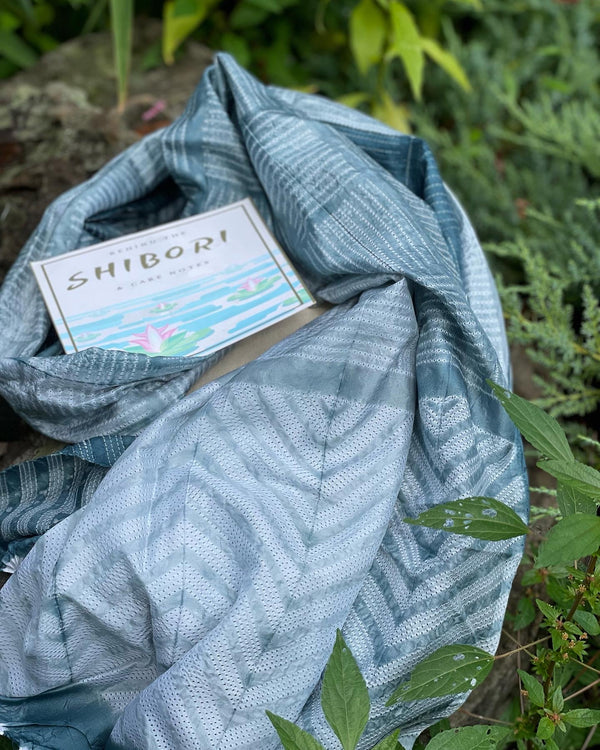Gift Box: Silk Shibori Scarf and Cashmere Beige Solid Scarf