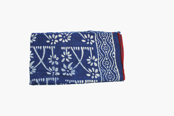 Cotton - Vibrant Indigo Hand-block scarf Floral pattern