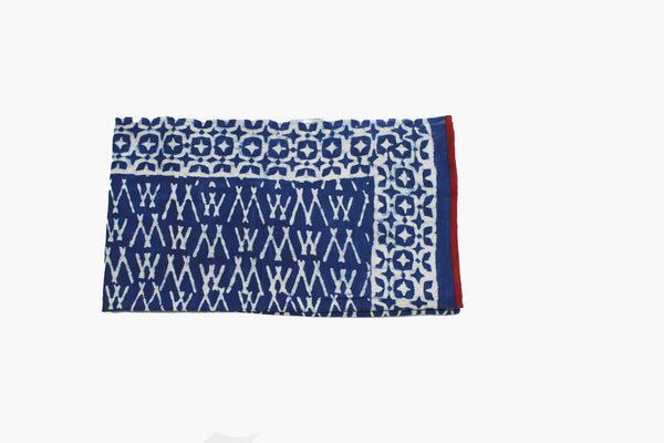 Vibrant Indigo Hand-block scarf Geometric pattern