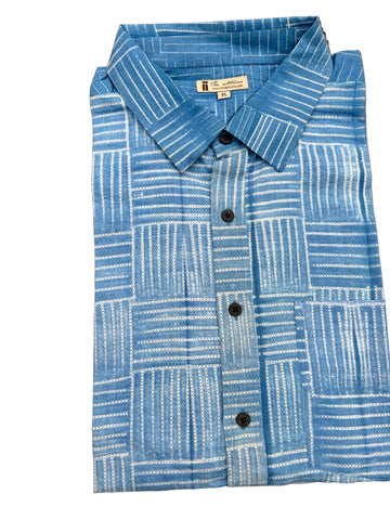 Cotton short sleeve Shibori Shirt Sky Blue