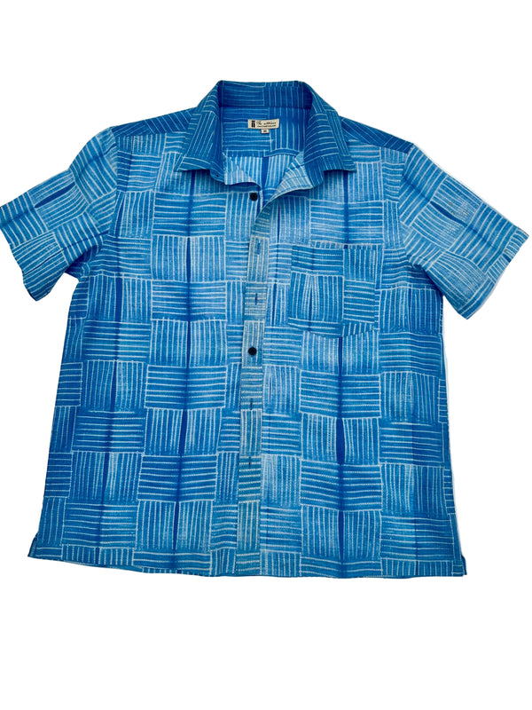 Cotton short sleeve Shibori Shirt Sky Blue