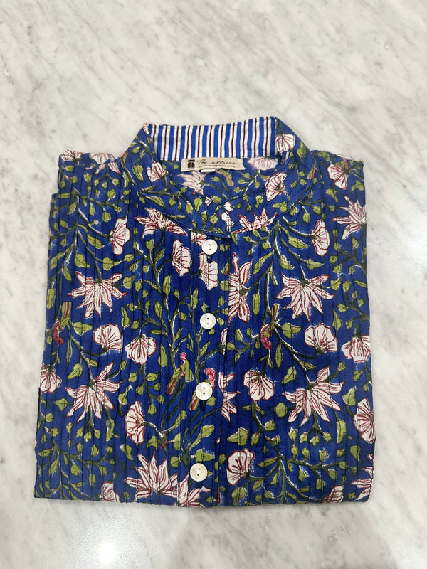 Cotton Block Print Pintuck Tops with expedited shipping
