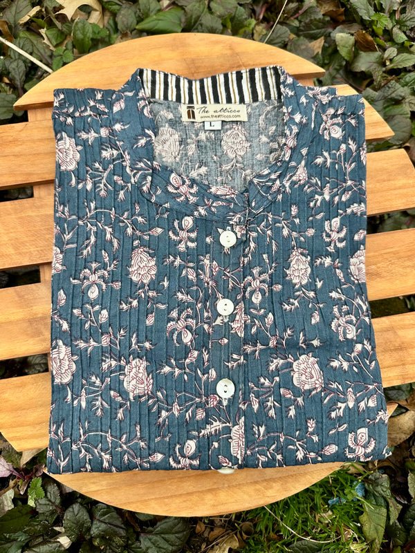 Cotton Block Print Pintuck Top set of three