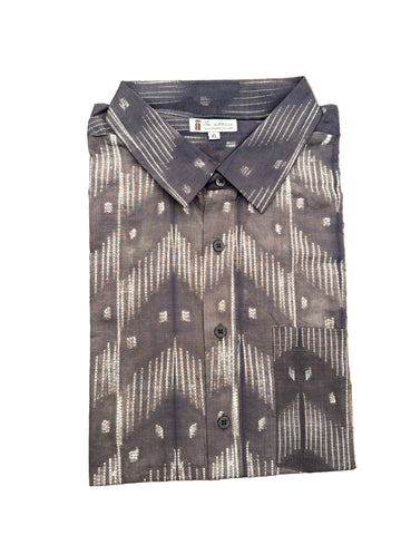 Cotton short sleeve Shibori Shirt (Brown)