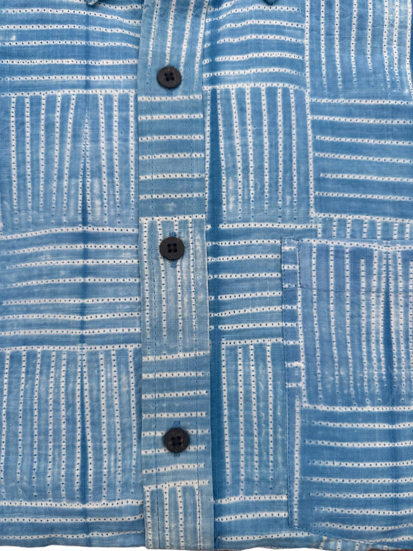 Cotton short sleeve Shibori Shirt Sky Blue