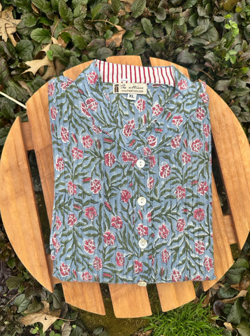 Cotton Block Print Pintuck Tops