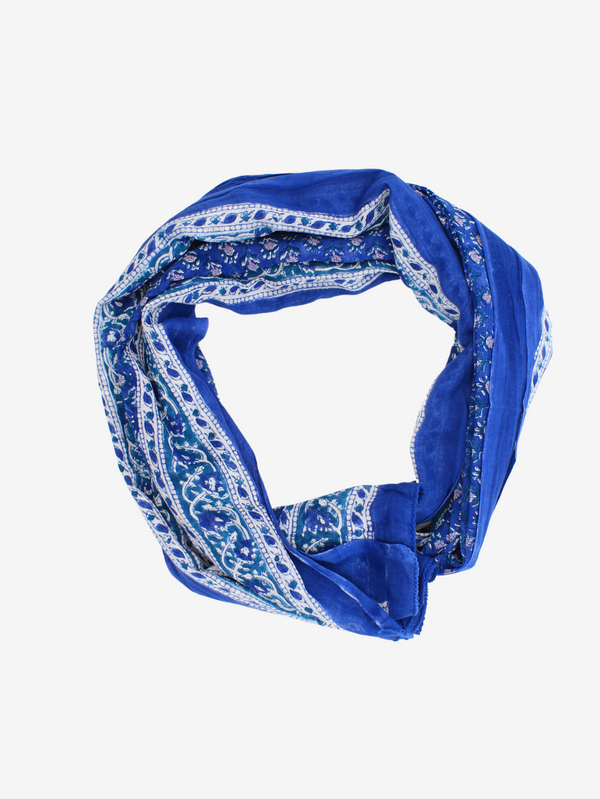 Handmade Block Print Sarong/Scarf Floral Blue