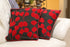 Set of handmade pillow in black base with red applique floral pattern