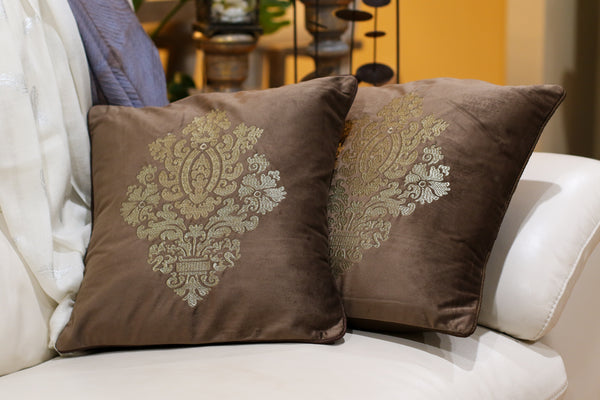 Pillow Cover - Set of two brown suede