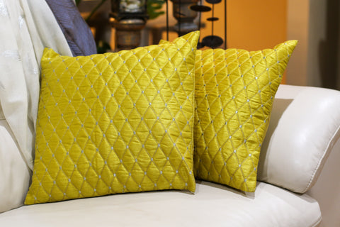 Pillow Cover - Set of two festive yellow
