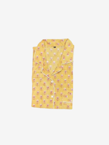 Cotton Pajamas-Yellow Floral Print