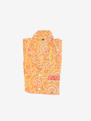 Cotton Pajamas-Orange FloralPrint