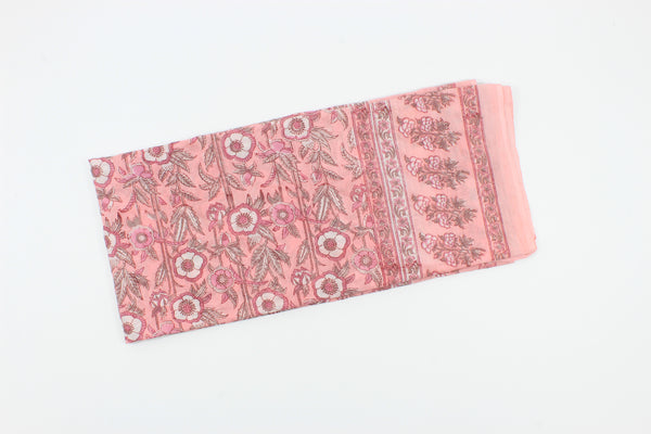 Pink Handmade Block Print Cotton Scarf/Sarong