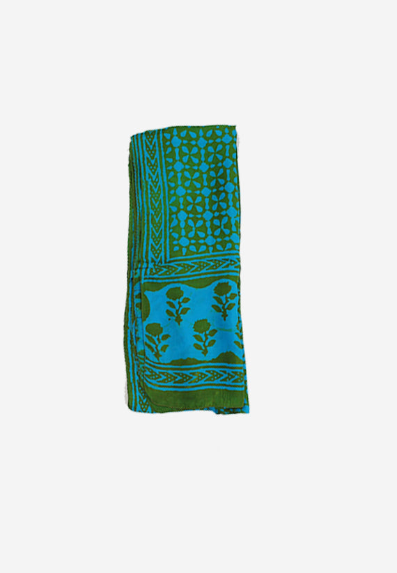 Handmade Silk Block Print Natural Dyes Green